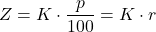 \[Z=K\cdot\frac{p}{100}=K\cdot r\]