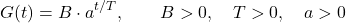 \[G(t)=B\cdot a^{t/T},\qquad B>0,\quad T>0,\quad a>0\]